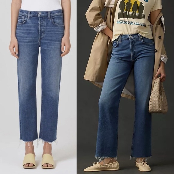 Citizens of Humanity Florence Wide Leg Raw Hem Jeans - Picture 1 of 9